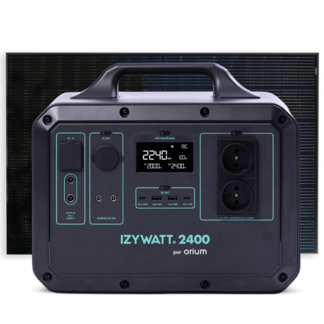 Pack générateur solaire LFP IZYWATT 2400 et panneau solaire rigide 400